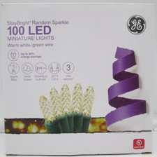 GE StayBright Random Sparkle 100 LED Mini Lights Warm White Green Wire C3