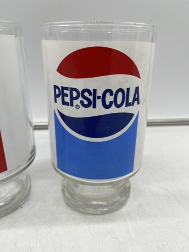 2 Vintage Pepsi-Cola große Becher mit Fuß Retro Standfuß Trinkgläser - Bild 5 von 8