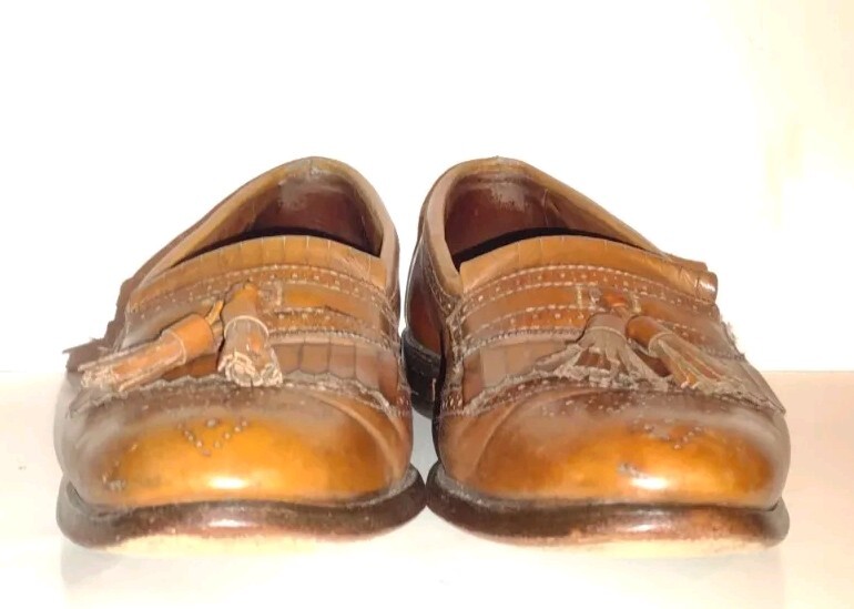 SAOLA Scarpe mocassini Allen Edmonds Bridgeton da uomo taglia 8 5D marroni eleganti classiche in pelle