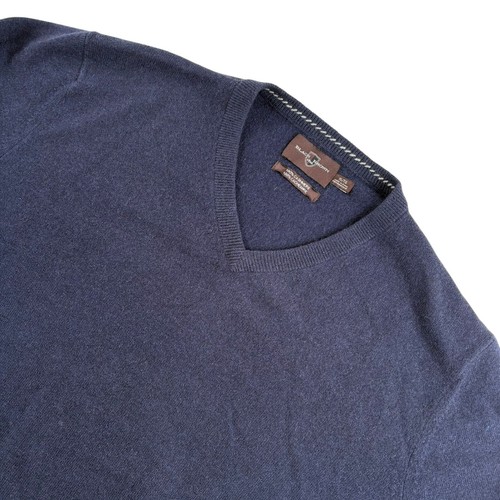 Black Brown Men’s 100% Cashmere V-Neck Sweater Blue • XL