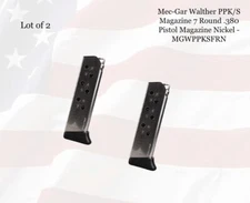LOT of (2) Mec-Gar Walther PPK/S, 7rd .380 Pistol Magazine Nickel - MGWPPKSFRN