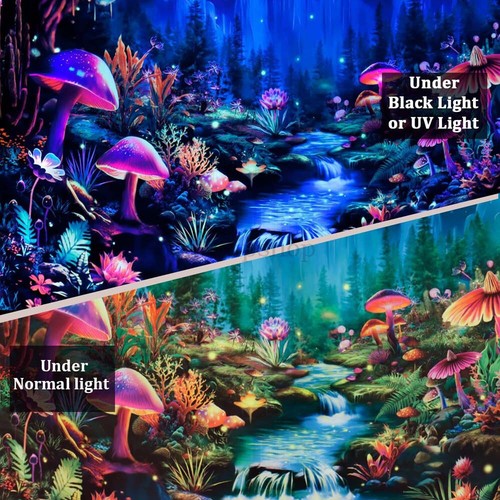 UV Glow Tapestry Fluorescent Wall Hanging Home Decor Party Room Decor - Picture 13 of 25