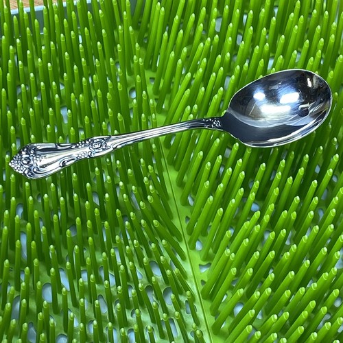 Wm A Rogers Premier Stainless President Oval Sugar Spoon 6" Floral Handle Glossy - Picture 3 of 5