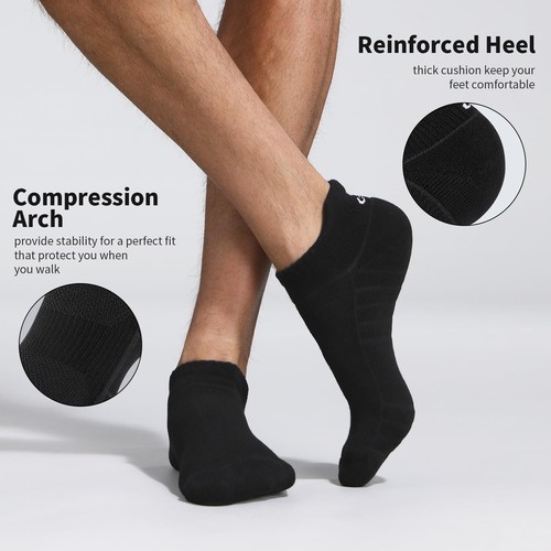 Athletic Ankle Socks Low Cut Cushioned Anti-Blister Running Tab Sports Socks ... - Picture 3 of 7