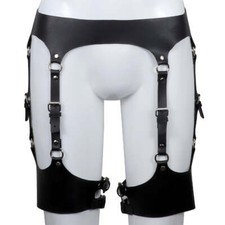 Black Fetish Suspenders Lingerie - PU Leather Women's Sexy Suspender Clothing