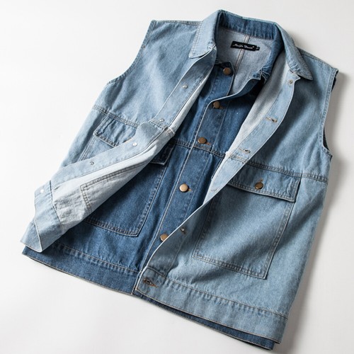 Giubbotto denim uomo donna giacca escursionismo pesca gilet top smanicato blu IT - Foto 1 di 13