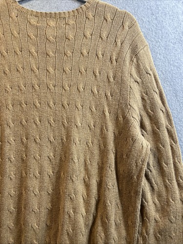 Polo Ralph Lauren Men's Size XXL 100% Silk Cable Knit Brown Sweater Old Money - Picture 16 of 20