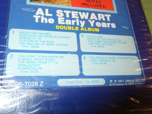 Al Stewart The Early Years 8 Track New Sealed Double Album 80 minutes NOS - Imagen 5 de 6