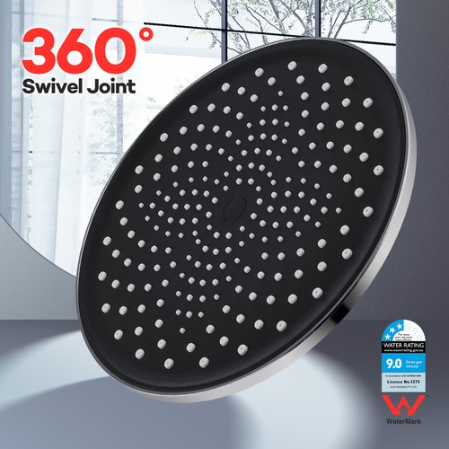 ACA Rain Shower Head 8/10/12/13'' Overhead Square Round Rectangle Black Chrome - Picture 4 of 101