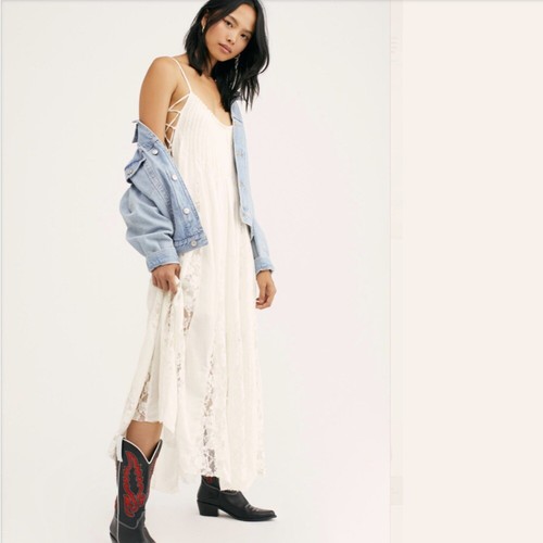 Free People Fp One Hailee Sommerkleid viktorianisches Spitzen-Maxikleid Abend klein S neu - Bild 2 von 5