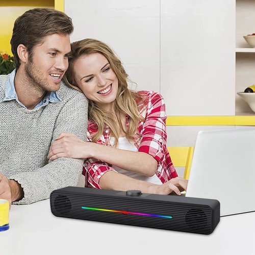 Computer USB Lautsprecher Stereo Sound Bar LED Musikbox für PC Laptop Schwarz - Bild 14 von 20