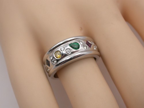 feiner verspielter Designer-Ring mit Saphir und Diamanten Weißgold 750 - Bild 10 von 11