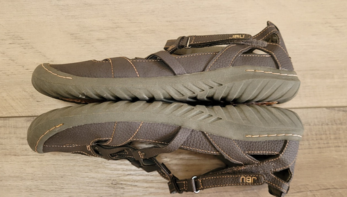 JBU by Jambu Shoes Women's 9 Sydney Flat Gray Sandals Pink Stitching Memory Foam - Picture 15 of 24