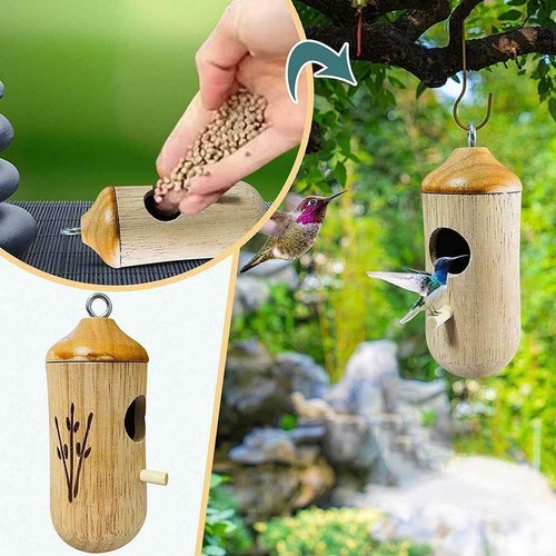 1Pcs Hummingbird House for outside Hanging, Wooden Humming Bird Nest for Wren Sw - Picture 5 of 15