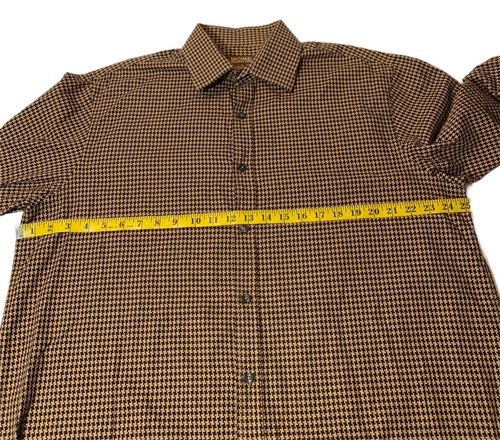 Michael Kors Men's Button Down Long Sleeve Brown Geometric Shirt XL - Picture 6 of 8