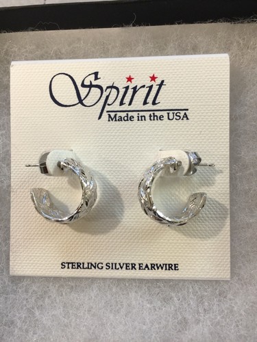 New Silver Forest Spirit Earrings Sterling Made in USA Rhodium