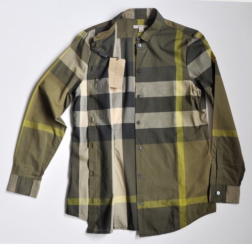NWT $325 Burberry Brit Nova Check Cotton Shirt Blouse Military Olive XS - Picture 8 of 11