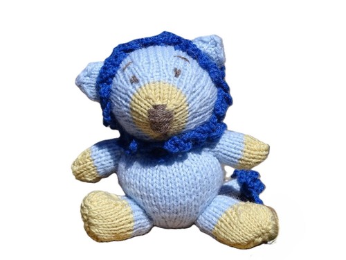Lion Blue Toy Plushie Stuffed Animal Brand New Toy Soft Hand Knitted Safari Toy - Picture 6 of 6