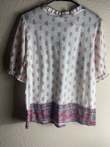 NWT Lucky Brand Womens Size Médium Top/ Sheer Sleeves - Picture 2 of 7