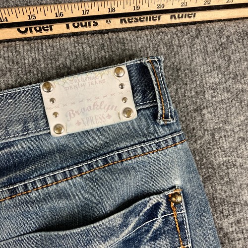Brooklyn Xpress Jeans Mens 40x34 Blue Faded Relaxed Fit Distressed Denim - Picture 7 of 9