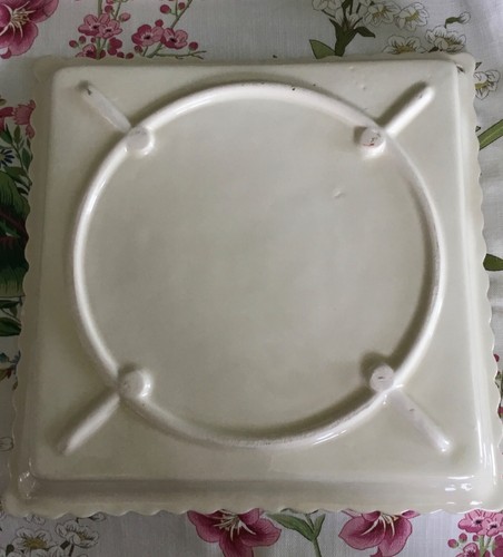 Large Square Floral Designs Ceramic Biscuit Mould | Dish | Wall Hanging - Picture 2 of 2