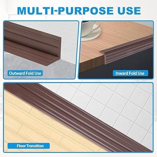 Wall Corner Protector Peel and Stick Corner Trim Molding Flexible Brown - Picture 5 of 6
