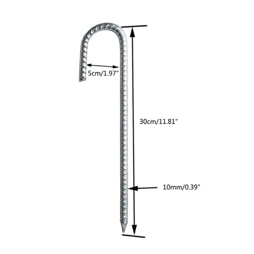 4 Pcs Galvanized Steel J Hooks Nails Heavy Duty Ground Nails Garden Stake - Picture 8 of 8