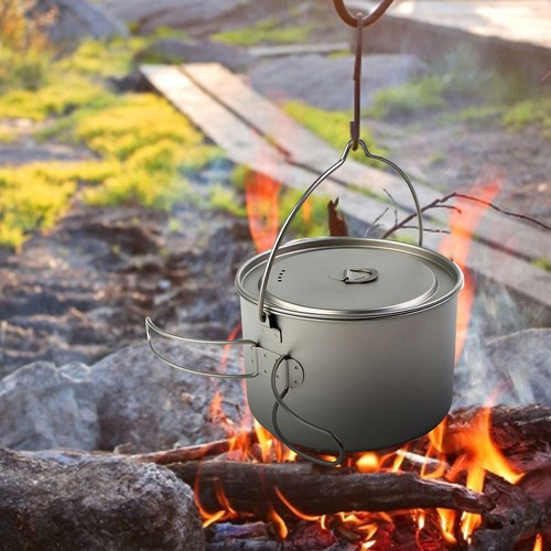 1100ML Camping Pot Portable Pure Titanium Cookware Hanging Pot for Outdoor - Picture 12 of 12