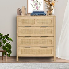VEVOR Rattan Drawer Dresser Natural Rattan Closet Dresser 4 Drawers for bedroom