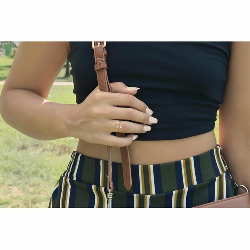 14K Real Solid Yellow Gold Solitaire CZ Dainty Script LOVE Adjustable Band Ring - Picture 3 of 30