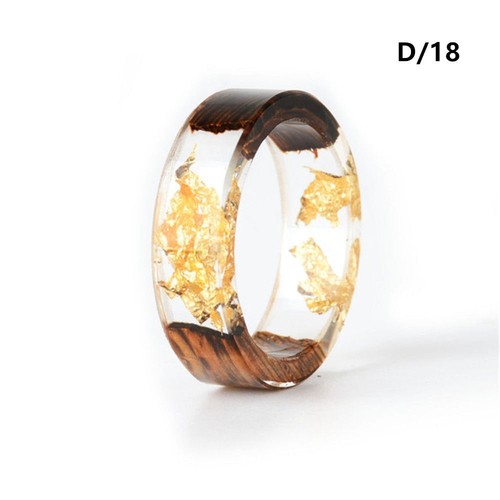 Anniversary Gift Novelty Women Flower Wooden Band Ring Resin Ring Plants Inside - Picture 22 of 28