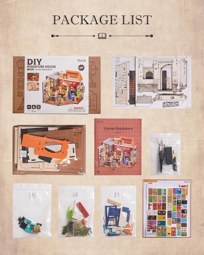 Librería miniatura de madera para casa de muñecas Rolife hágalo usted mismo con kit LED modelo de construcción regalo - Imagen 10 de 10