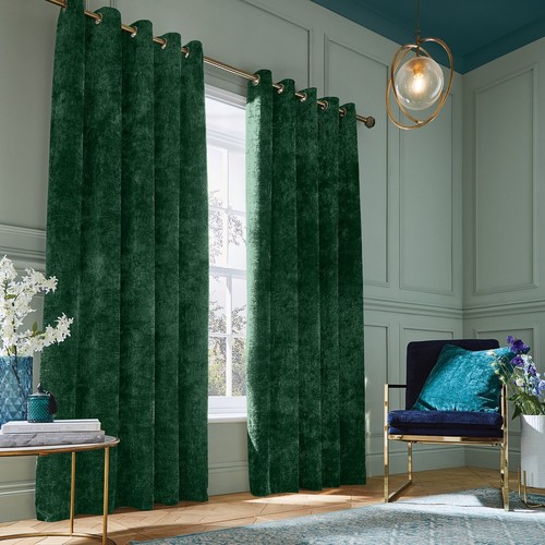 Ring Top Thick Velvet Blackout Curtains Pair Ready Made Eyelet Fully Lined Panel - Picture 36 of 49