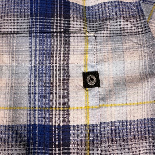 Marmot Mens Plaid Short Sleeve Button Up Shirt Blue Size M - Picture 9 of 13