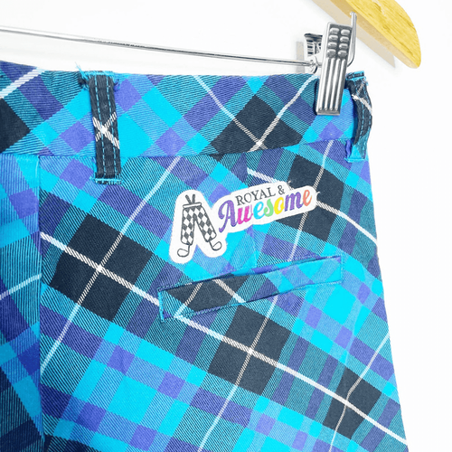 Royal & Awesome BLUE PLAID TREWS SHORTS golf preppy tee loop tour slit Mens 30 - Picture 2 of 7