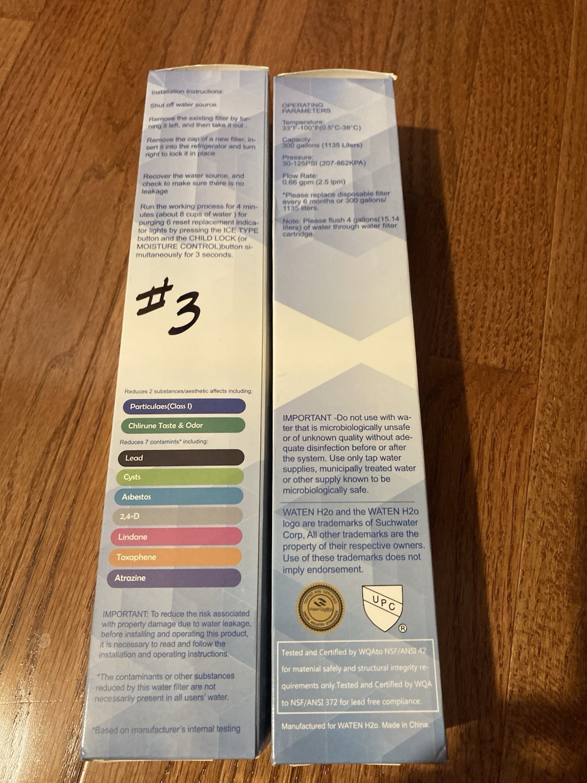 NIB Lot of 2 Waten H20 Replacement Filters #3 EDR3RXD1, 4396841, 43968710