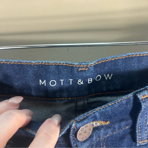 Pantalones de mezclilla Mott & Bow ajustados rectos de algodón lavado oscuro talla 26 - Imagen 4 de 8
