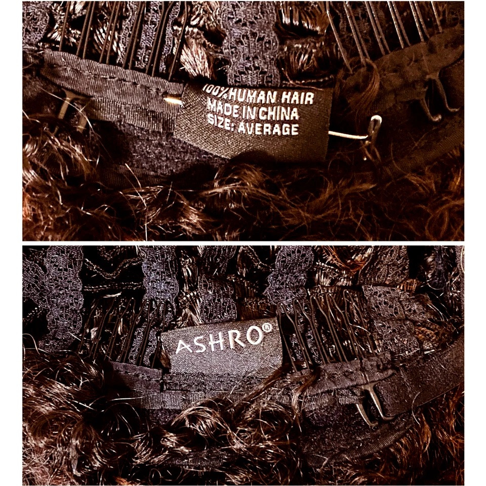 Peluca rizada rizada 100 % cabello humano Katrina negra cobre escarcha mujeres talla media nueva con etiquetas Foto 4 de 4