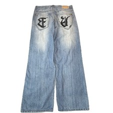 Vtg Y2k Ecko Unltd Baggy Jeans Men s 33x29 Wide Leg Embroidered Pockets Hip Hop