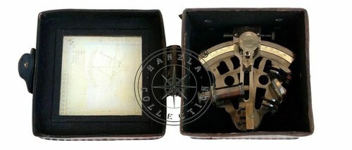 Marine Vintage Leather Box Rare Nautical Brass Sextant Working New Engraved Item - Picture 4 of 6