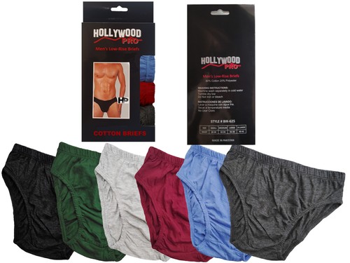 PACK DE 6 CALZONCILLOS DE BIKINI PARA HOMBRE 100% ALGODÓN TRANSPIRABLE COLOR SÓLIDO ROPA INTERIOR TIRO BAJO - Imagen 7 de 13