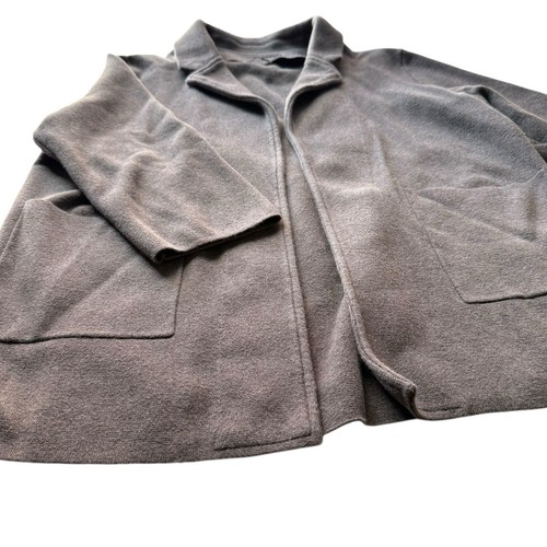 Quitte Bio Baumwolle Strick Cardigan Blazer braun Gr. Large offene Fronttaschen - Bild 6 von 11
