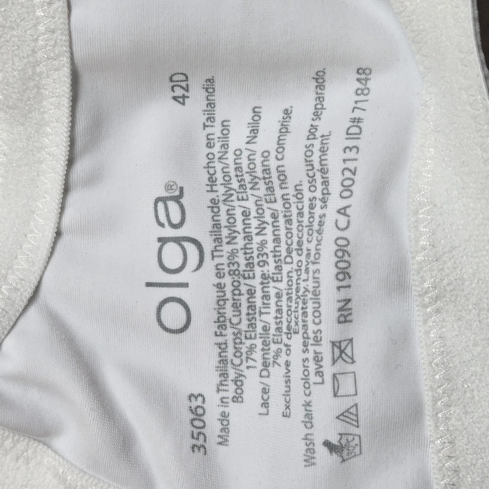 Sujetador Olga para mujer 42D blanco de lujo con aros de encaje nuevo con etiquetas Foto 3 de 4