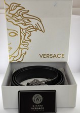 Versace Men Medusa Logo Buckle Black Color Leather Belt With Box / Free Shipping