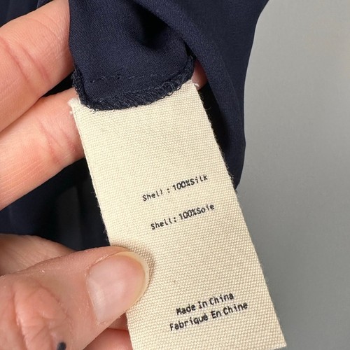 L'Agence Freja Draped 100% Silk Blue Collared Sleeveless Blouse Women's Large - Picture 8 of 8