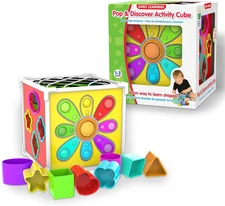 : Pop & Discover Activity Cube - Fun Montessori Early Educational - Sensory Toy 