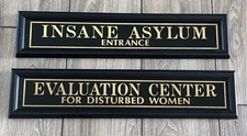 RARE Evaluation Center Disturbed Women & Insane Asylum 2 Jalousie Glass Sign