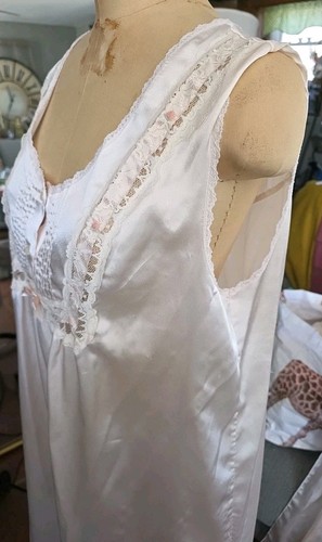 Vtg Barbizon L/Xl Nightgown & Robe Set Lace Gown Peignoir Old Hollywood - Picture 17 of 24