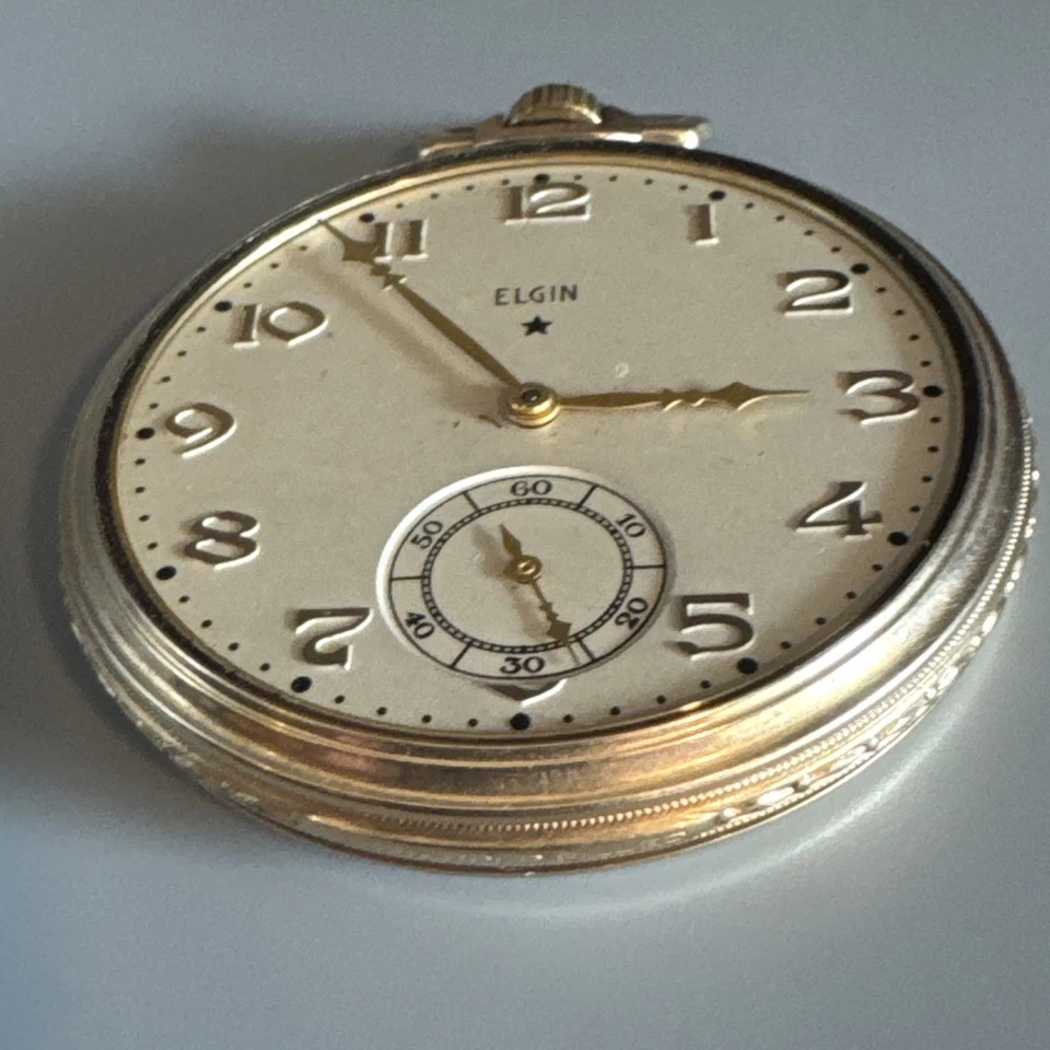 Works! Vintage 1938 Elgin Grade 315 Pocket Watch 15 Jewel 12 Size 10K GF Case - Image 3 of 4