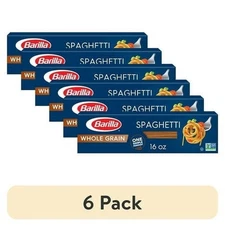 (6 pack) Barilla Whole Grain Spaghetti, 100% Whole Wheat, 16 oz. Box